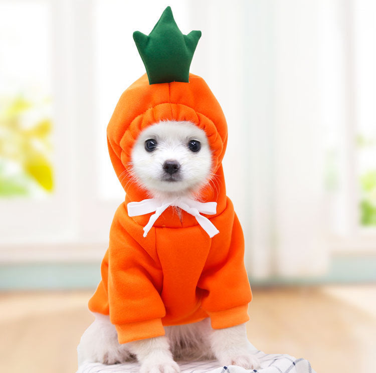Cute Fruit Dog Hoodie – Winter Warm Fleece Pet Clothes for Small Dogs, Puppies & Cats