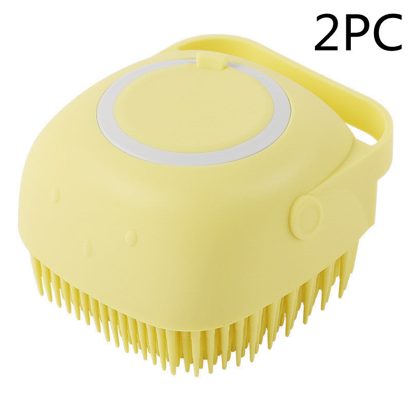 2-in-1 Dog Grooming Gloves – Silicone Bath & Massage Brush with Shampoo Pouring