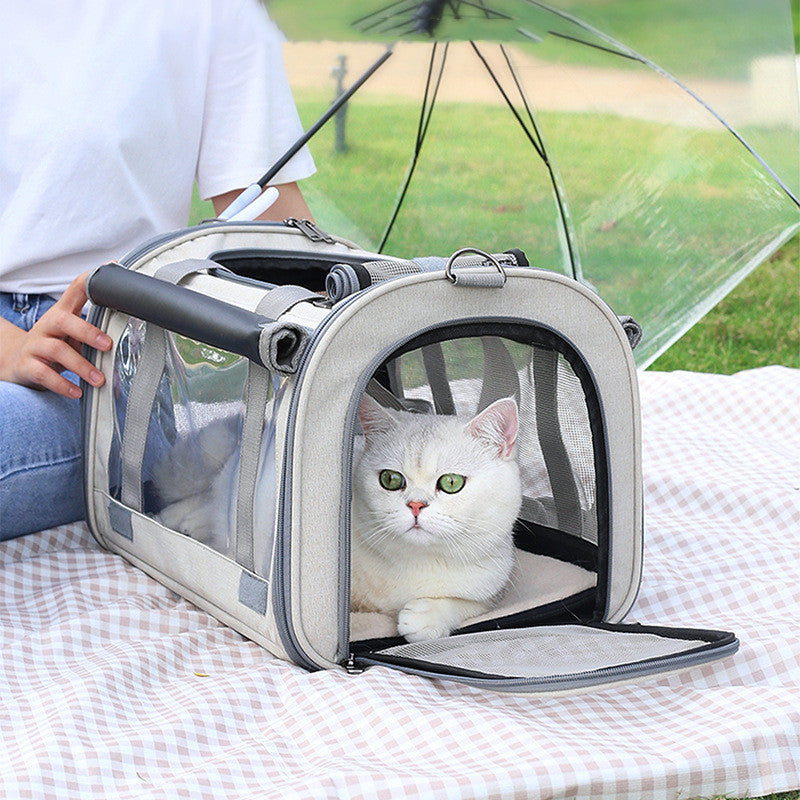 Portable Transparent Pet Carrier Bag – Breathable & Foldable Outdoor Travel Backpack for Cats & Small Dogs