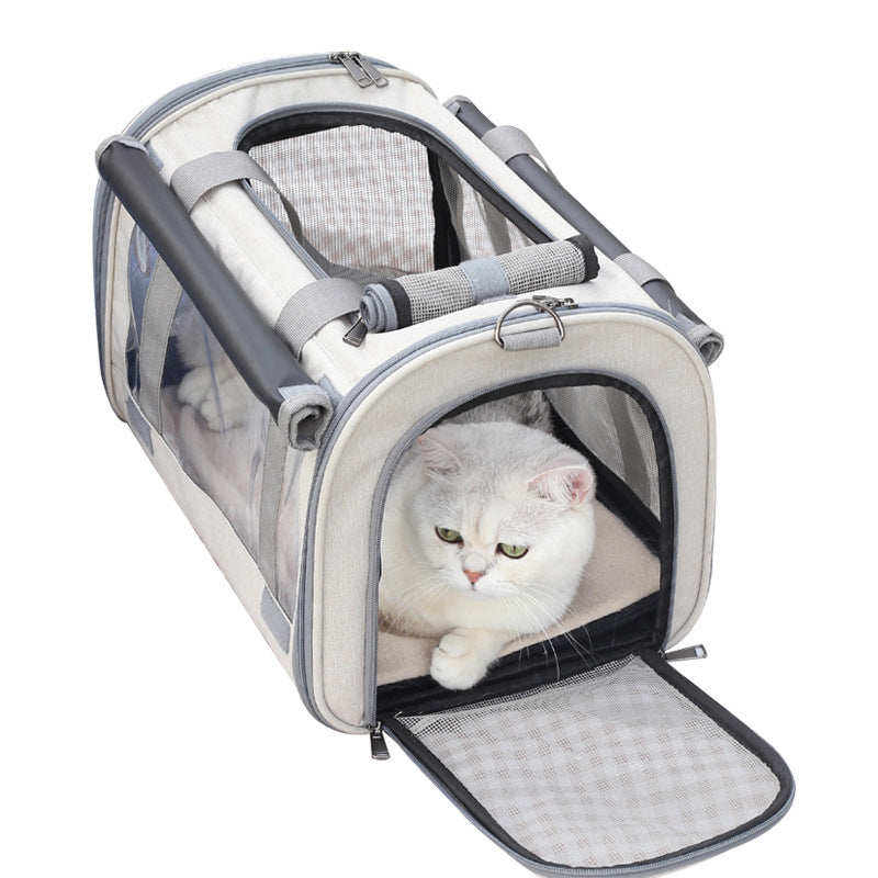 Portable Transparent Pet Carrier Bag – Breathable & Foldable Outdoor Travel Backpack for Cats & Small Dogs