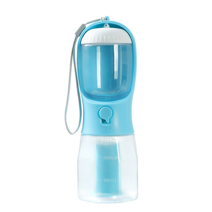 “3-in-1 Portable Dog Water Bottle with Food Container & Waste Bag Dispenser – Travel Pet Cup for Dogs & Puppies”