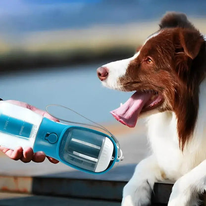 “3-in-1 Portable Dog Water Bottle with Food Container & Waste Bag Dispenser – Travel Pet Cup for Dogs & Puppies”