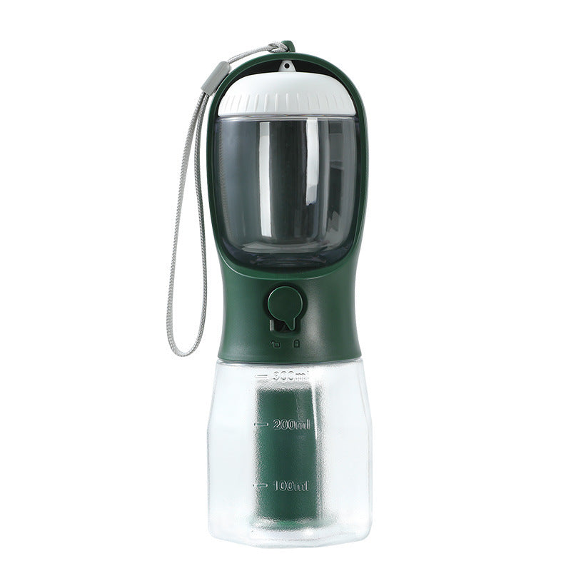 “3-in-1 Portable Dog Water Bottle with Food Container & Waste Bag Dispenser – Travel Pet Cup for Dogs & Puppies”