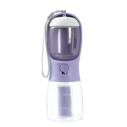 “3-in-1 Portable Dog Water Bottle with Food Container & Waste Bag Dispenser – Travel Pet Cup for Dogs & Puppies”