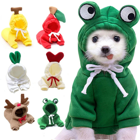 Cute Fruit Dog Hoodie – Winter Warm Fleece Pet Clothes for Small Dogs, Puppies & Cats
