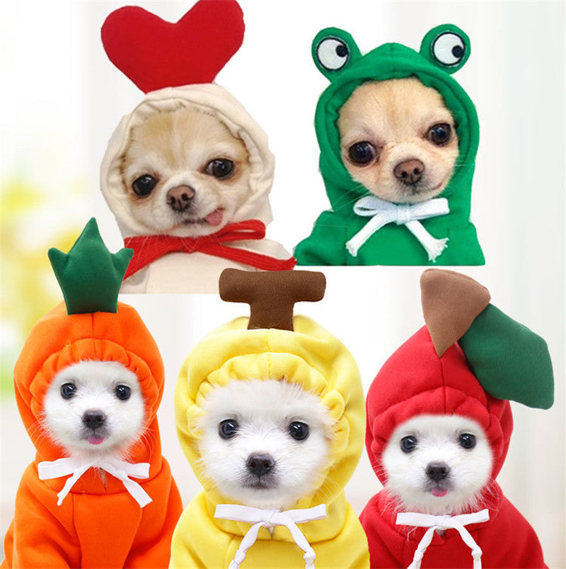 Cute Fruit Dog Hoodie – Winter Warm Fleece Pet Clothes for Small Dogs, Puppies & Cats