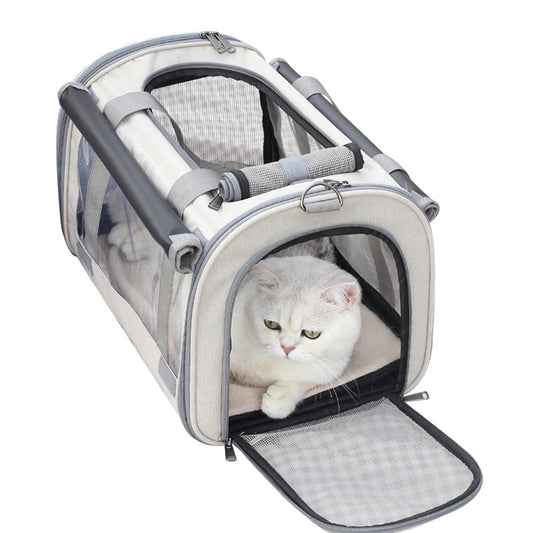 Portable Transparent Pet Carrier Bag – Breathable & Foldable Outdoor Travel Backpack for Cats & Small Dogs